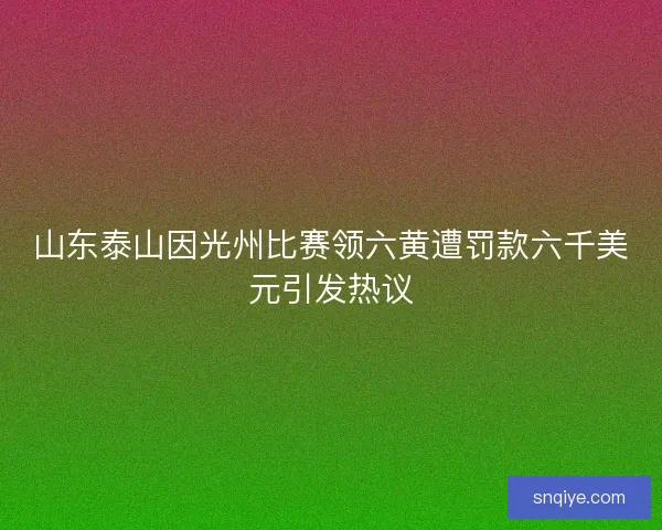 山东泰山因光州比赛领六黄遭罚款六千美元引发热议